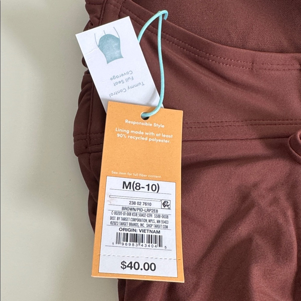 NWT Kona Sol Brown Strapless Ruched One Piece Swimsuit M 8-10 - Picture 8 of 8